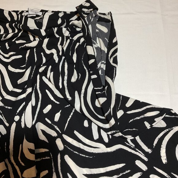 Nine West Women's Abstract Brush (black/cream) Side Ruched Midi Skirt NWT - Picture 6 of 9